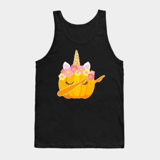 Cute Dabbing Pumpkin Unicorn Halloween Tank Top